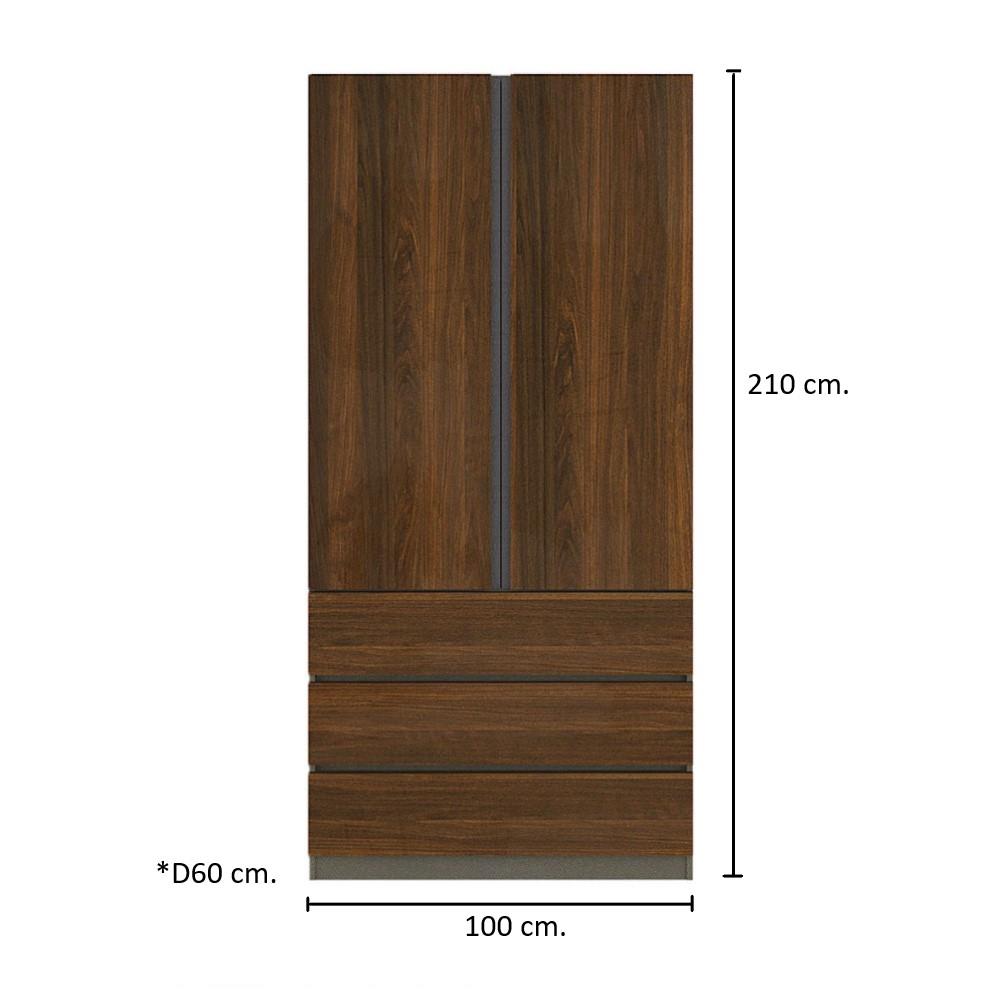 ตู้เสื้อผ้า 2 บานเปิด KONCEPT BLOX 19223258 100 ซม. สีน้ำตาล