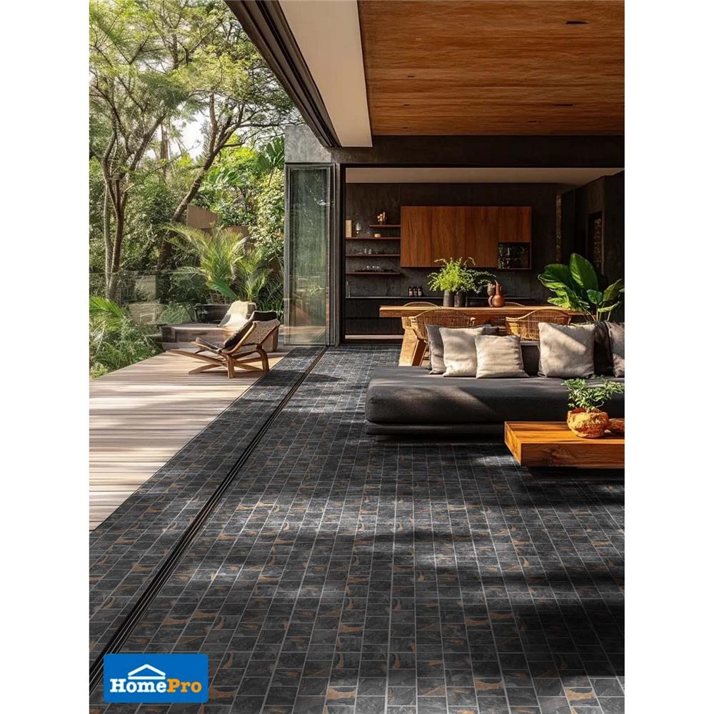 กระเบื้องพื้น 16x16 นิ้ว DURAGRES โรมาโน่ ดำ A 0.96 ตร.ม.