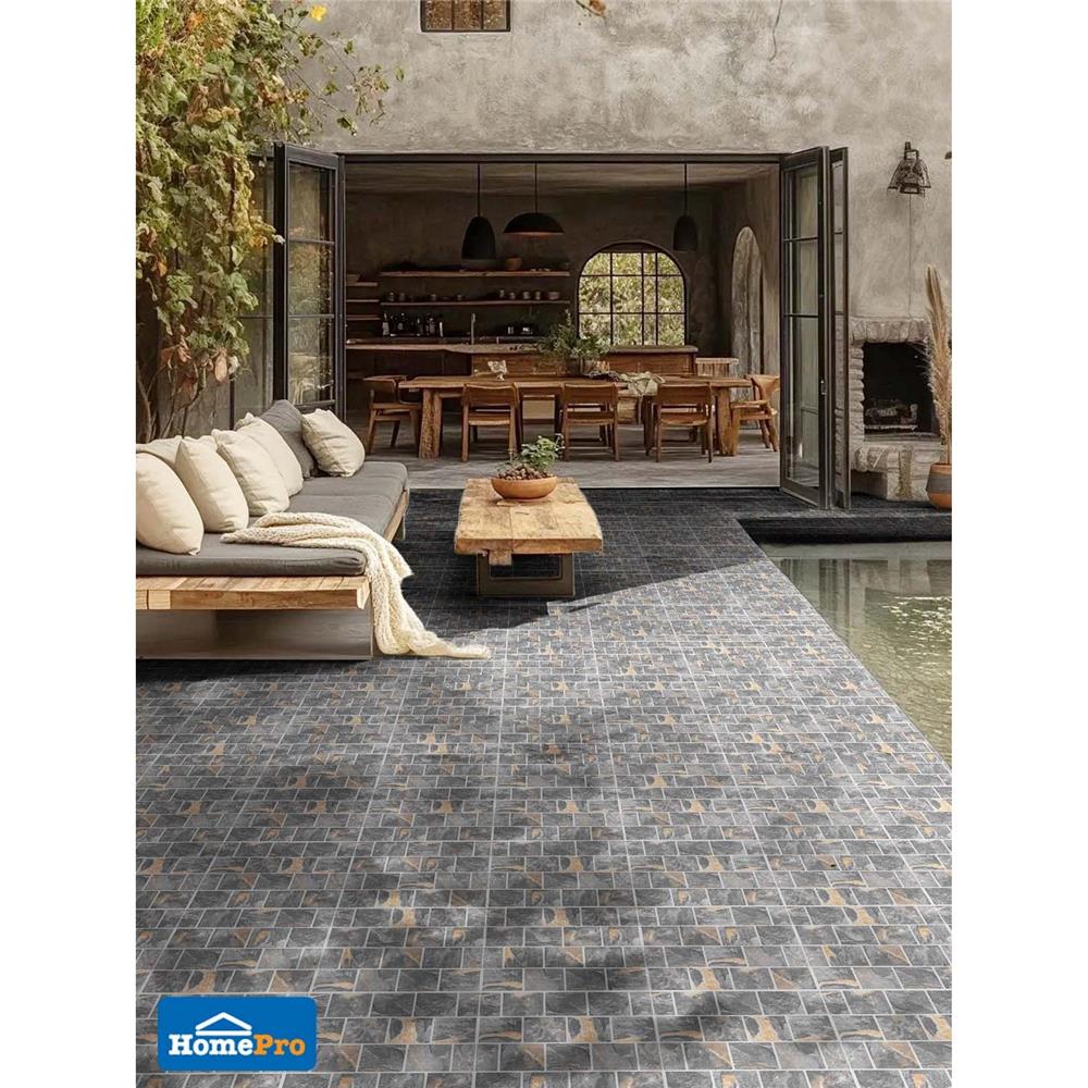 กระเบื้องพื้น 16x16 นิ้ว DURAGRES โรมาโน่ ดำ A 0.96 ตร.ม.