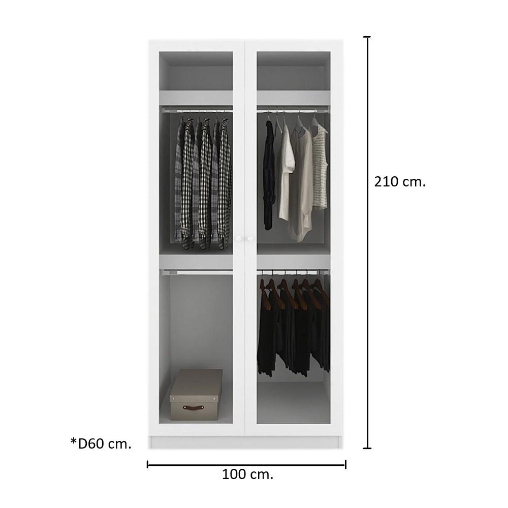 ตู้เสื้อผ้า 2 บานเปิด KONCEPT BLOX 19225427 100 ซม. สีขาว