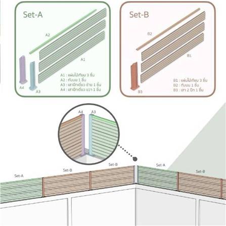 รั้วบังตาทึบ SUNSHIELD F830 SET B 0.8x3.0 ม. สีโอ๊ค_8