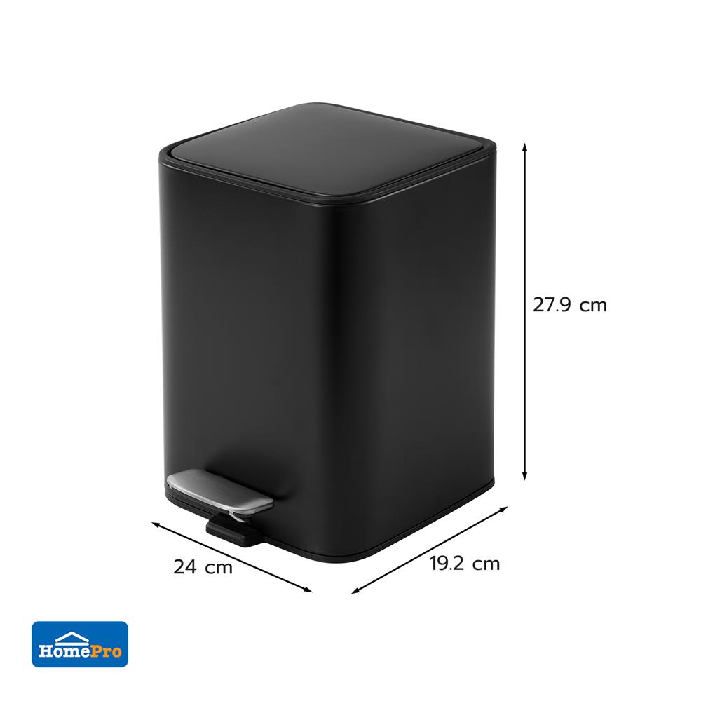 ถังขยะเหยียบเหลี่ยม ACCO VELUXE 5 ลิตร สีดำ