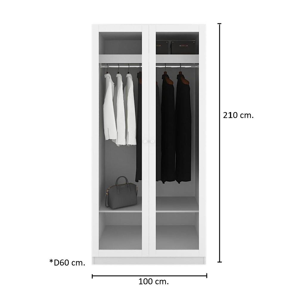 ตู้เสื้อผ้า 2 บานเปิด KONCEPT BLOX 19225423 100 ซม. สีขาว