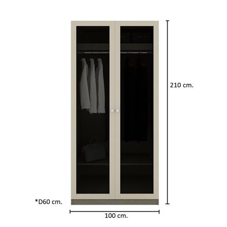 ตู้เสื้อผ้า 2 บานเปิด KONCEPT BLOX 19227948 100 ซม. สีครีม_2