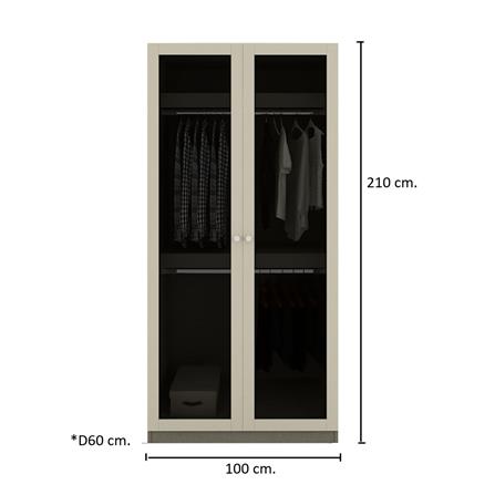 ตู้เสื้อผ้า 2 บานเปิด KONCEPT BLOX 19227956 100 ซม. สีครีม_2