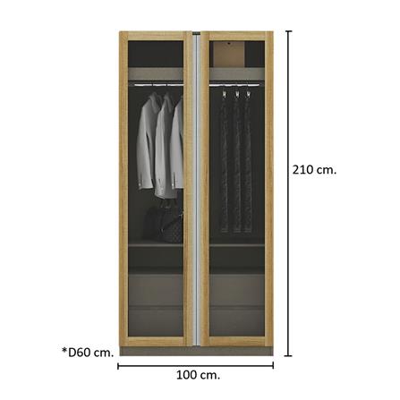 ตู้เสื้อผ้า 2 บานเปิด KONCEPT BLOX 19218265 100 ซม. สีน้ำตาล_2