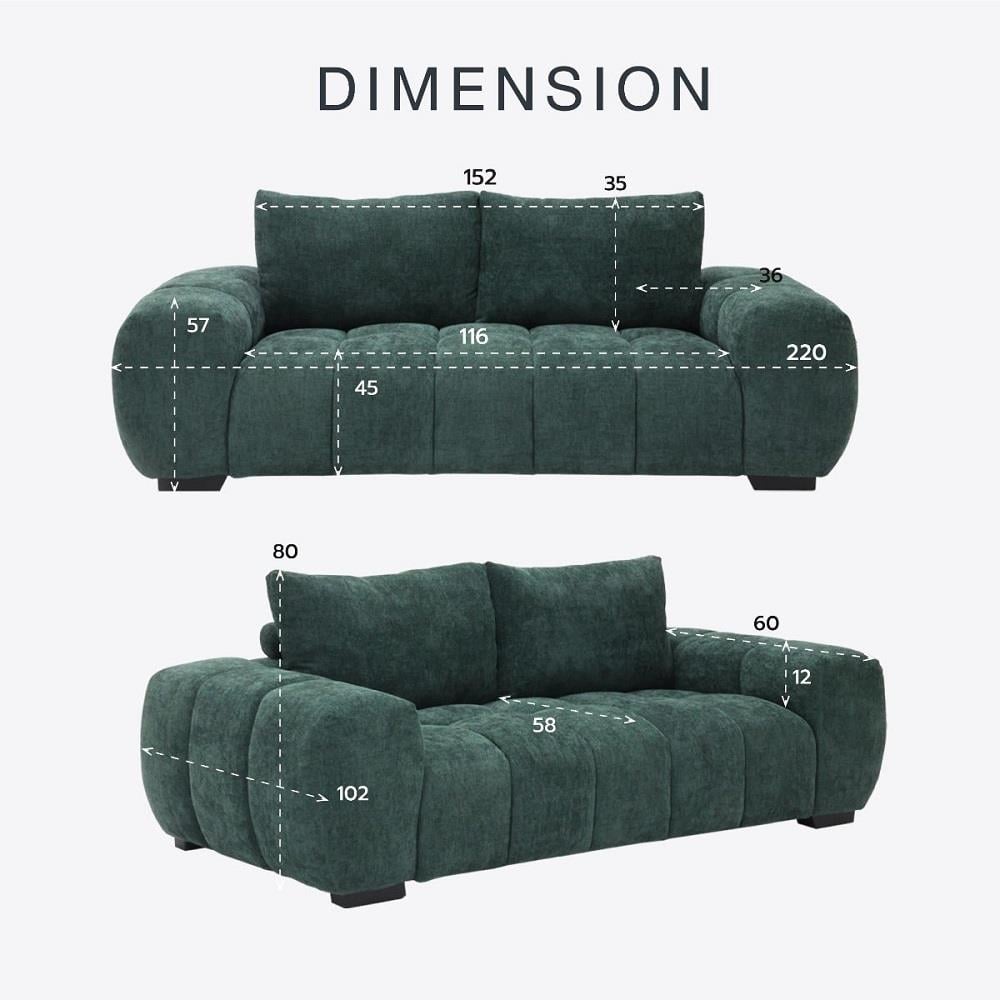 โซฟา 3 ที่นั่ง SB FURNITURE GABINA 19234855 สีเขียว