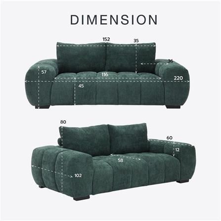 โซฟา 3 ที่นั่ง SB FURNITURE GABINA 19234855 สีเขียว_4