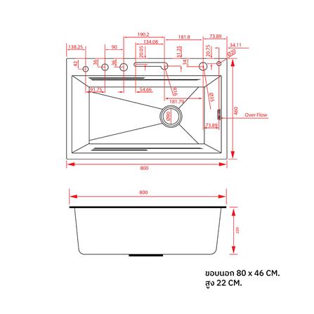 ซิงค์ฝัง 1 หลุม S-FLO NL0061 SM8046-S02WH สีขาว_2