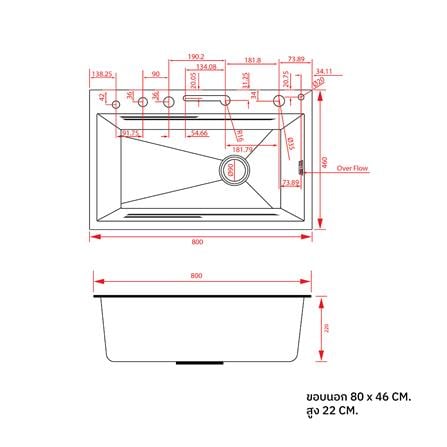 ซิงค์ฝัง 1 หลุม S-FLO NL0059 SM8046-S02B สีดำ_5