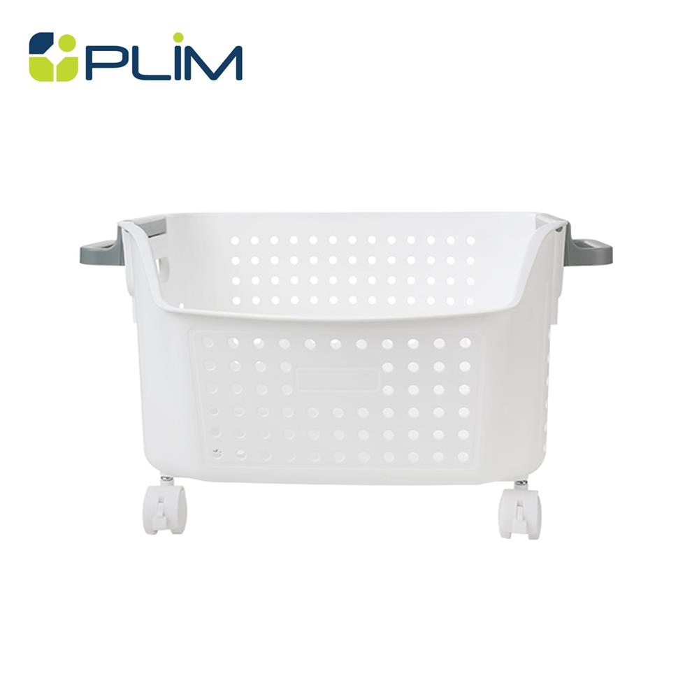 ตะกร้าผ้าเหลี่ยมเตี้ยมีล้อ PLIM OLIS SIZE M สีขาว