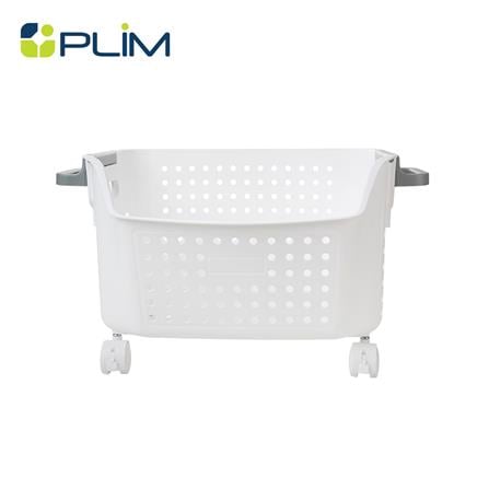 ตะกร้าผ้าเหลี่ยมเตี้ยมีล้อ PLIM OLIS SIZE M สีขาว_0