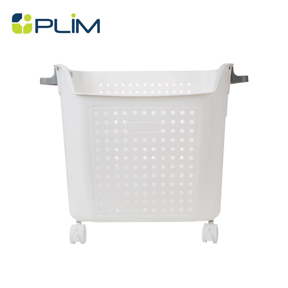 ตะกร้าผ้าเหลี่ยมสูงมีล้อ PLIM OLIS SIZE L สีขาว