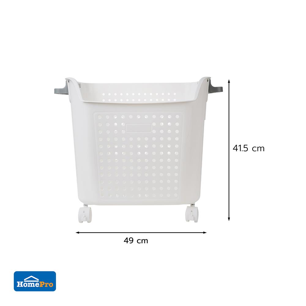 ตะกร้าผ้าเหลี่ยมสูงมีล้อ PLIM OLIS SIZE L สีขาว