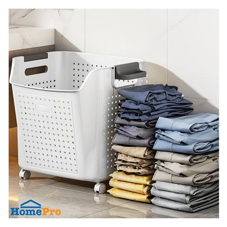 ตะกร้าผ้าเหลี่ยมสูงมีล้อ PLIM OLIS SIZE L สีขาว_1