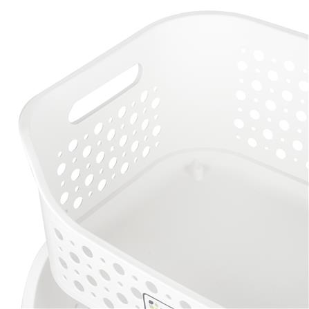 ตะกร้าผ้าเหลี่ยมมีล้อ 2 ชั้น PLIM OLIS สีขาว_3