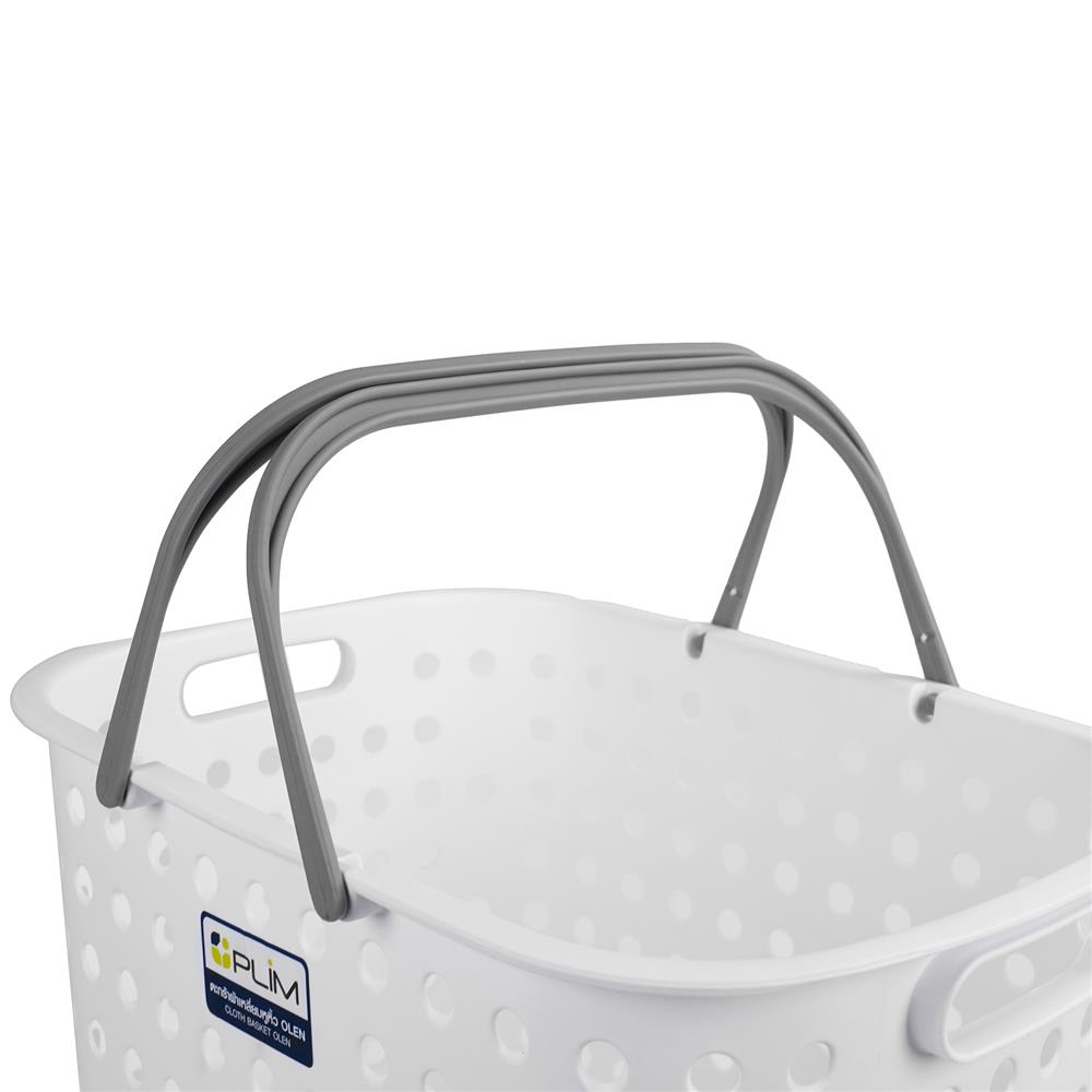 ตะกร้าผ้าเหลี่ยมหูหิ้ว PLIM OLEN SIZE L สีขาว