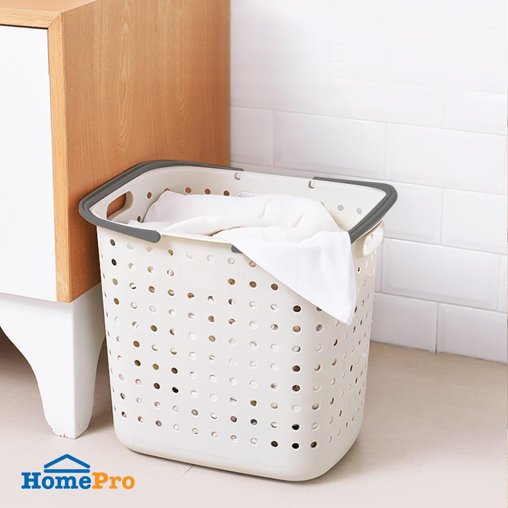 ตะกร้าผ้าเหลี่ยมหูหิ้ว PLIM OLEN SIZE L สีขาว