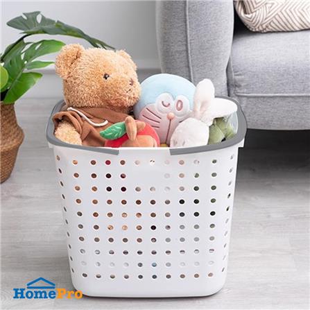 ตะกร้าผ้าเหลี่ยมหูหิ้ว PLIM OLEN SIZE L สีขาว_6