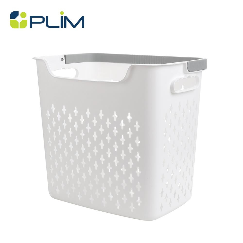 ตะกร้าผ้าเหลี่ยมสูงหูหิ้ว PLIM OLAV SIZE M สีขาว