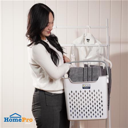 ตะกร้าผ้าเหลี่ยมสูงหูหิ้ว PLIM OLAV SIZE M สีขาว_4