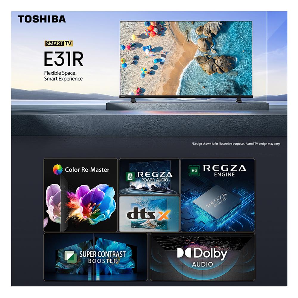 ทีวีแอลอีดี 43 นิ้ว TOSHIBA (FULL HD, LED, VIDAA) 43E31RP