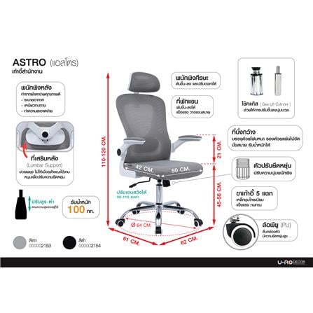 เก้าอี้สำนักงาน U-RODECOR ASTRO สีดำ_13