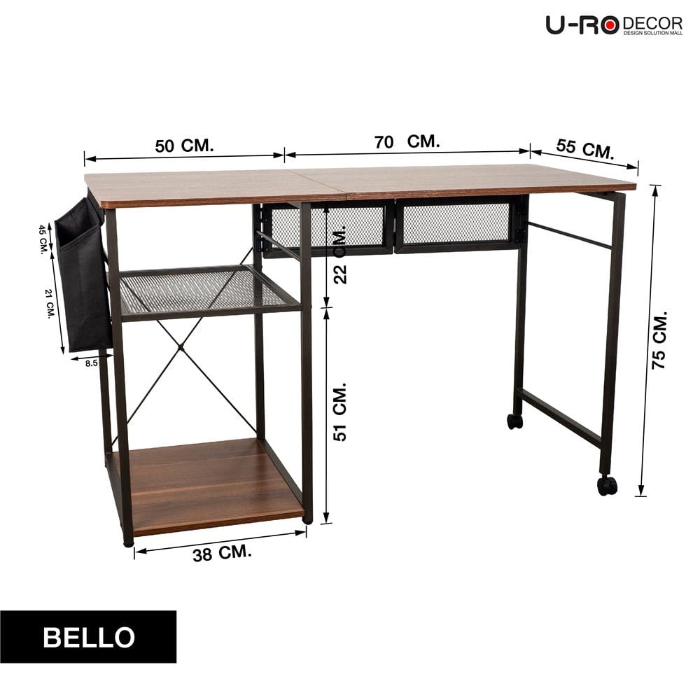 โต๊ะทำงาน U-RODECOR BELLO 120 ซม. สีวอลนัท