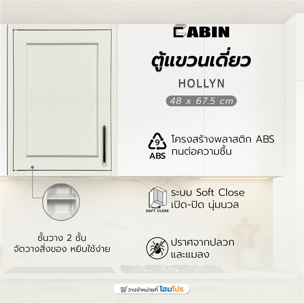 ตู้แขวนเดี่ยว ABS CABIN HOLLYN 48x67.5 ซม. สีเบจ