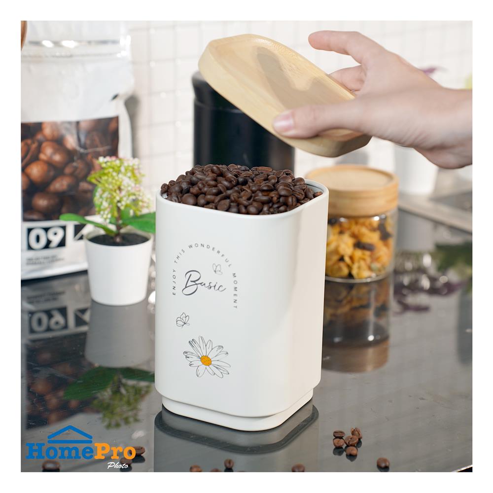 ขวดโหลเหลี่ยมฝาดึง 1.3 ลิตร KECH MOTHA สีครีม