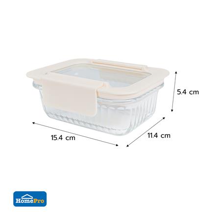 กล่องอาหารแก้วผืนผ้า KECH BELLA 0.37 ลิตร สีขาว_5