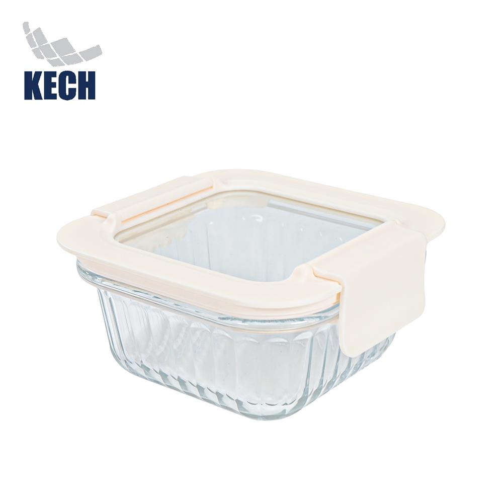 กล่องอาหารแก้วจัตุรัส KECH BELLA 0.32 ลิตร สีขาว
