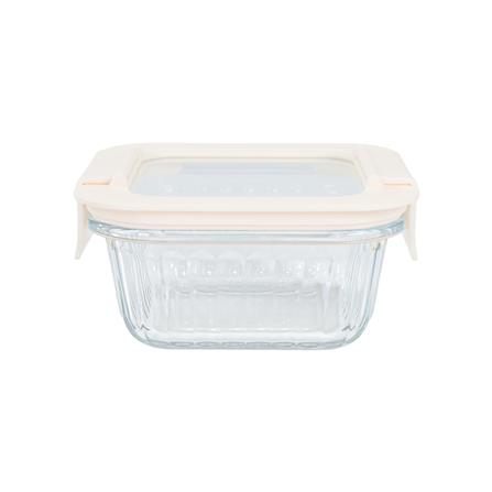 กล่องอาหารแก้วจัตุรัส KECH BELLA 0.32 ลิตร สีขาว_1