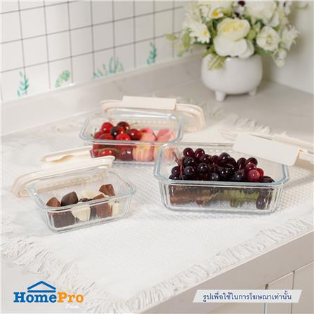 กล่องอาหารแก้วผืนผ้า KECH BELLA 0.64 ลิตร สีขาว_4