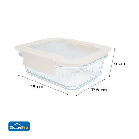 กล่องอาหารแก้วผืนผ้า KECH BELLA 0.64 ลิตร สีขาว_5