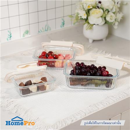 กล่องอาหารแก้วผืนผ้า KECH BELLA 1.05 ลิตร สีขาว_3