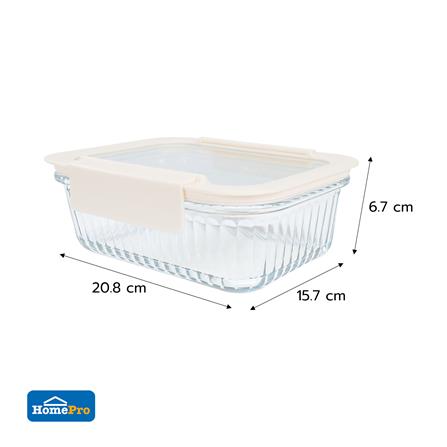 กล่องอาหารแก้วผืนผ้า KECH BELLA 1.05 ลิตร สีขาว_5