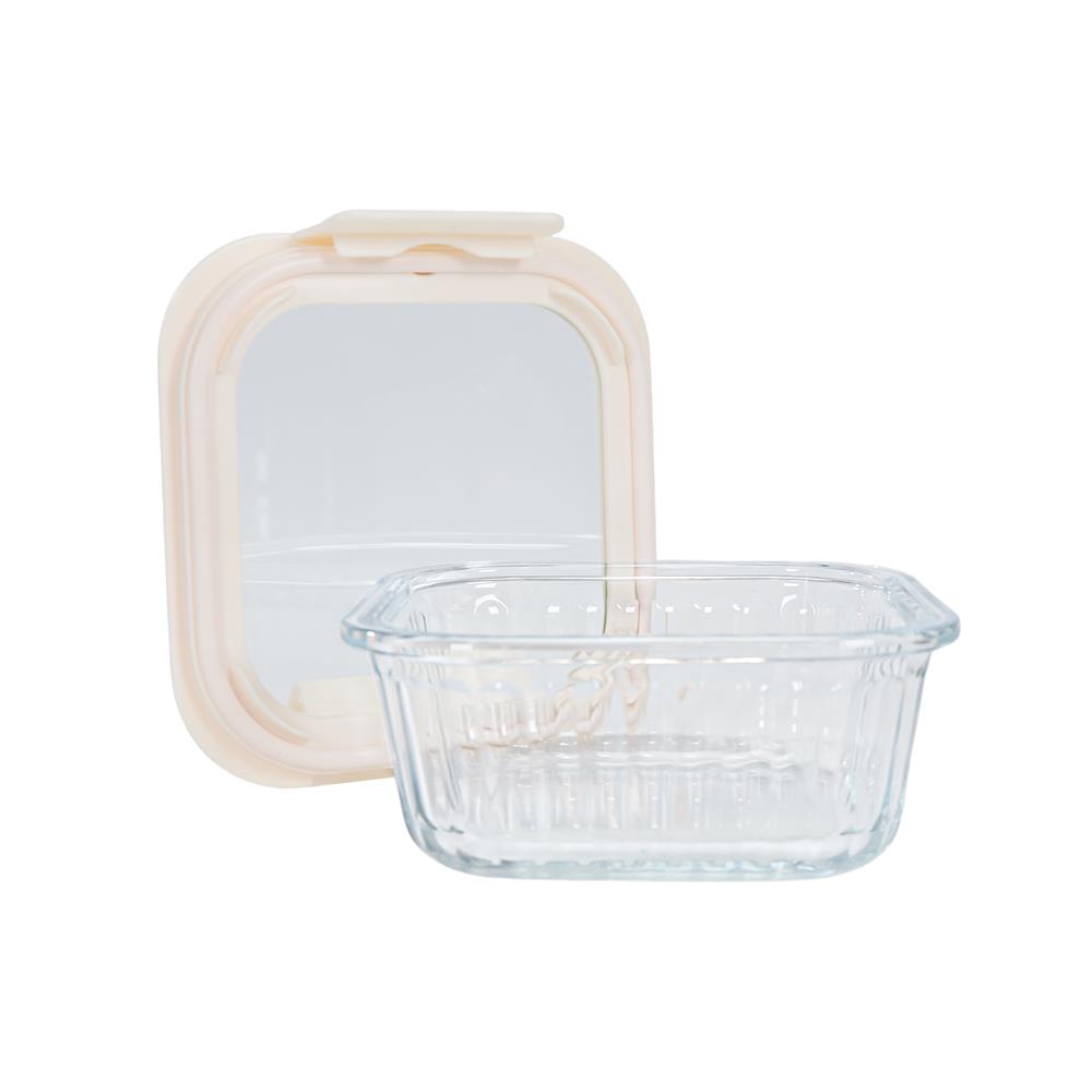 กล่องอาหารแก้วจัตุรัส KECH BELLA 0.52 ลิตร สีขาว