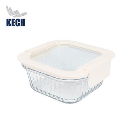 กล่องอาหารแก้วจัตุรัส KECH BELLA 0.52 ลิตร สีขาว_0