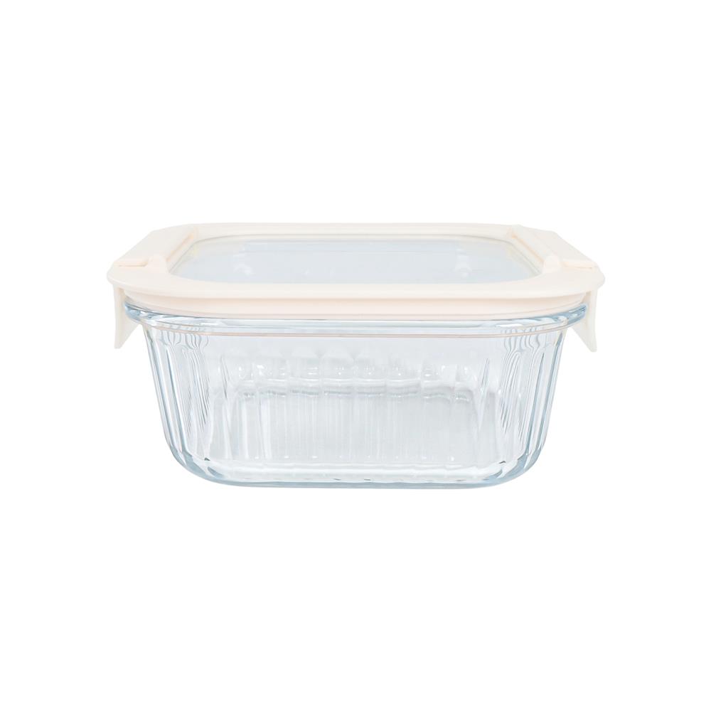 กล่องอาหารแก้วจัตุรัส KECH BELLA 0.8 ลิตร สีขาว