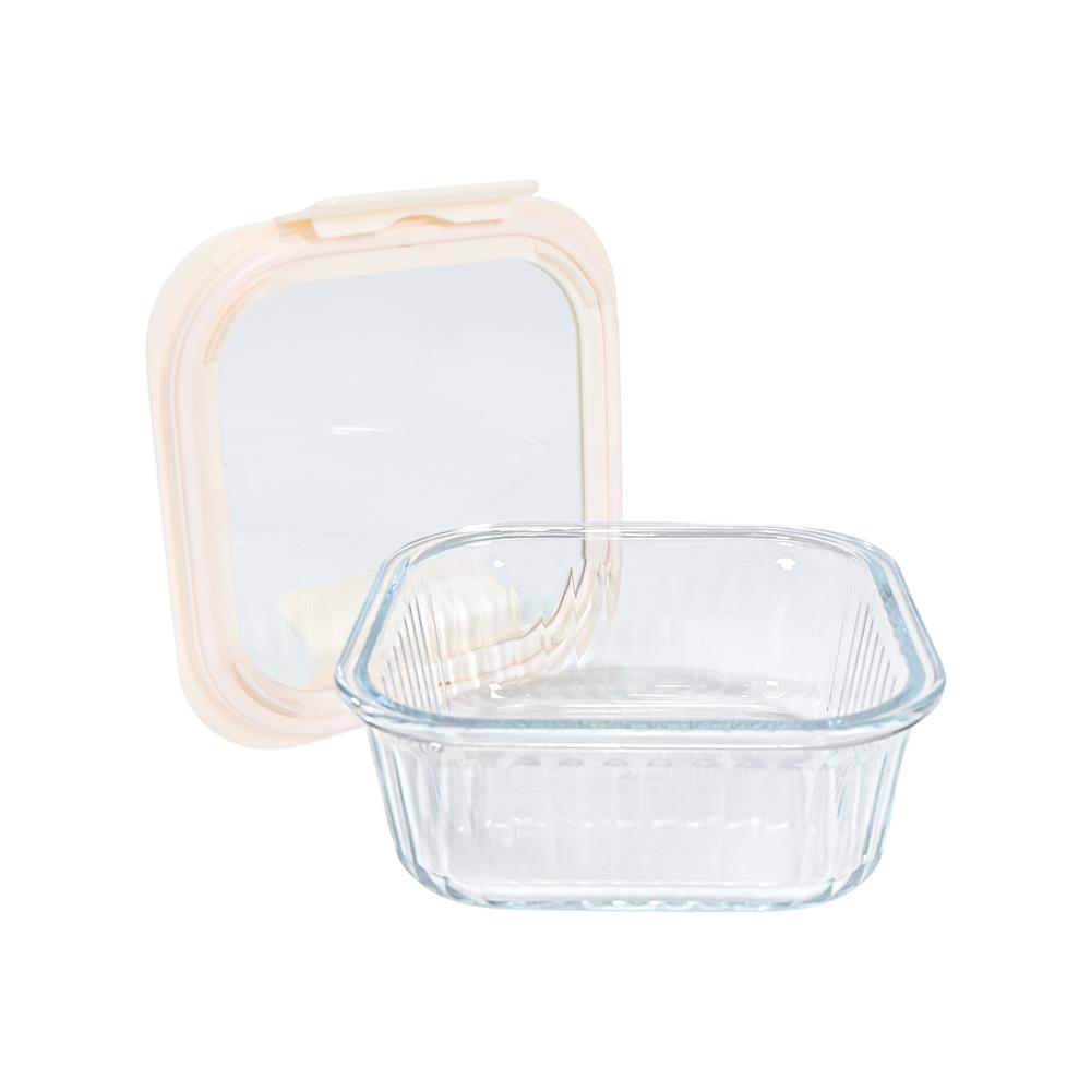 กล่องอาหารแก้วจัตุรัส KECH BELLA 0.8 ลิตร สีขาว