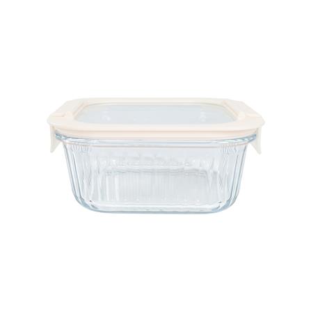 กล่องอาหารแก้วจัตุรัส KECH BELLA 0.8 ลิตร สีขาว_1