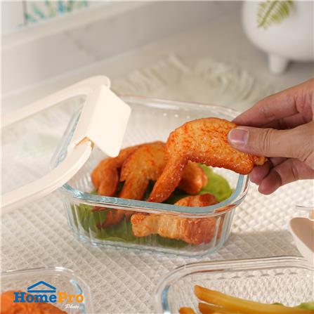 กล่องอาหารแก้วจัตุรัส KECH BELLA 0.8 ลิตร สีขาว_3