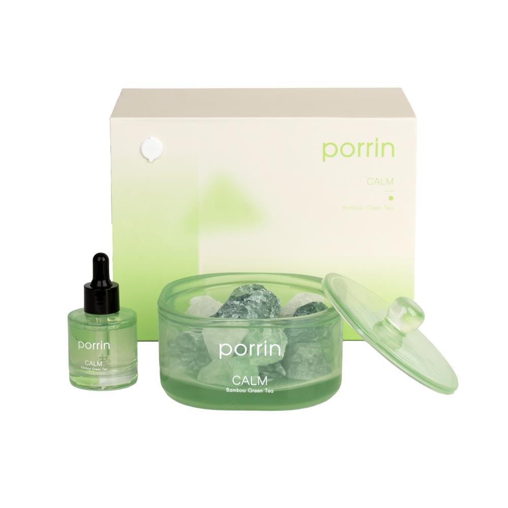 ชุดหินอโรม่าพร้อมน้ำหอม PORRIN CALM 500 กรัม + 30 มล.