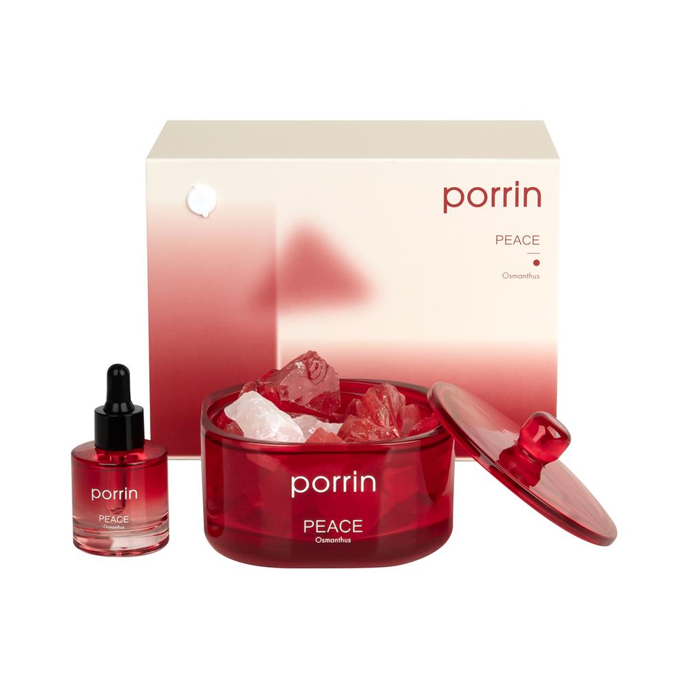 ชุดหินอโรม่าพร้อมน้ำหอม PORRIN PEACE 500 กรัม + 30 มล.