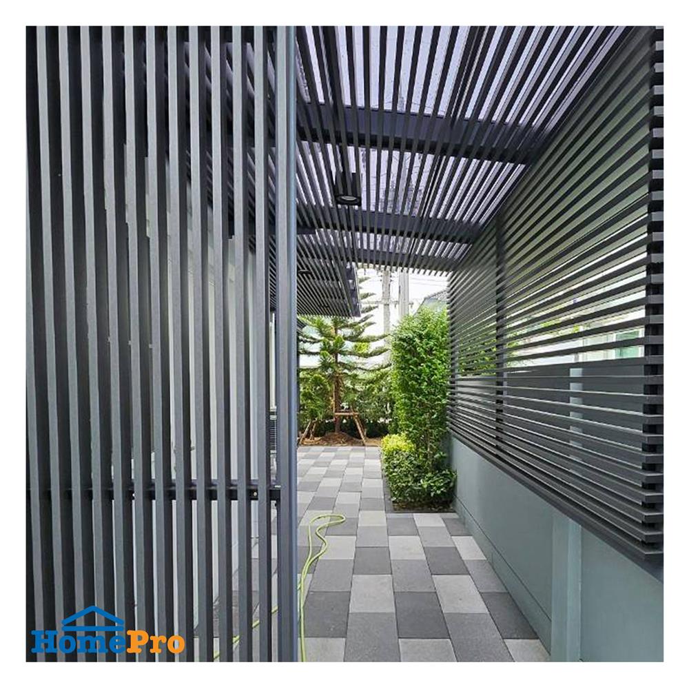 ระแนงเหล็กเคลือบลายไม้ ARON 4 นิ้ว สีกราไฟท์