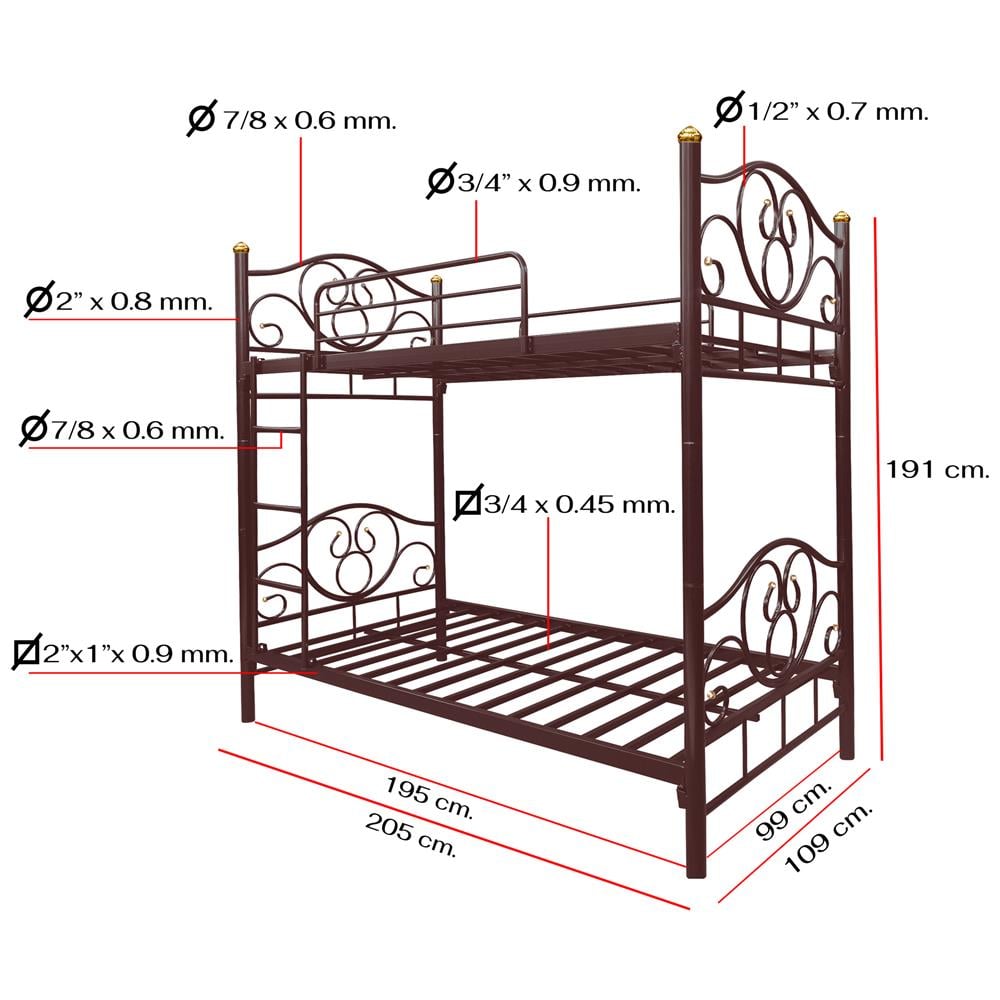 เตียง 2 ชั้น THAIBULL SSTLOT2F-0141-105R สีน้ำตาล