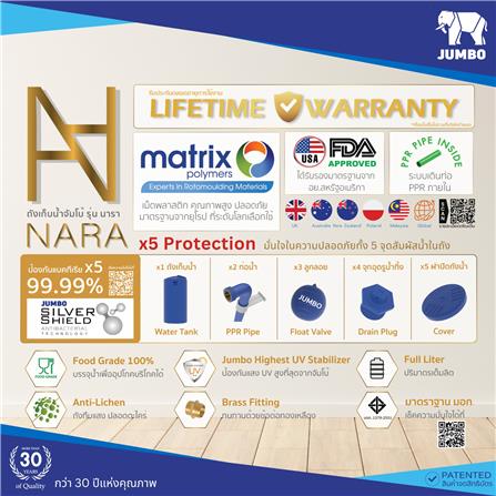 ถังเก็บน้ำ JUMBO NARA 700 ลิตร สีเทาแครยอนเกรย์_2