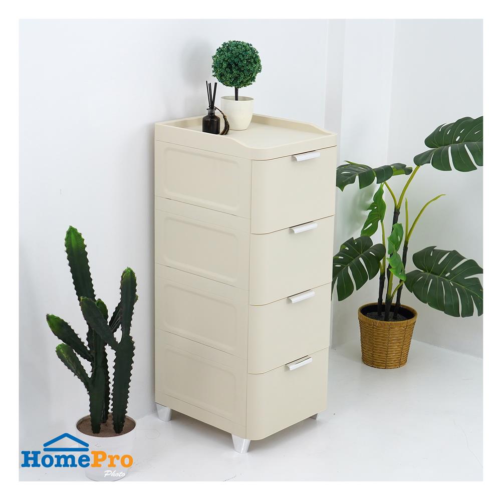ตู้ลิ้นชัก 4 ชั้น STACKO LINNA 35x41x90 ซม. สีครีม