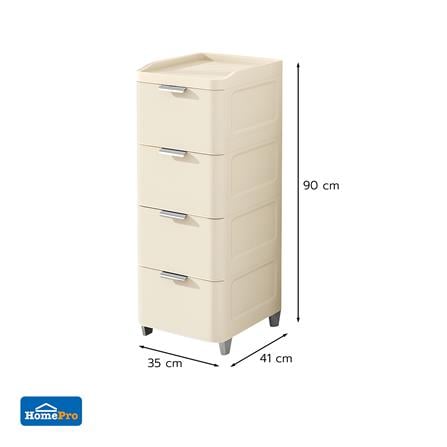 ตู้ลิ้นชัก 4 ชั้น STACKO LINNA 35x41x90 ซม. สีครีม_2